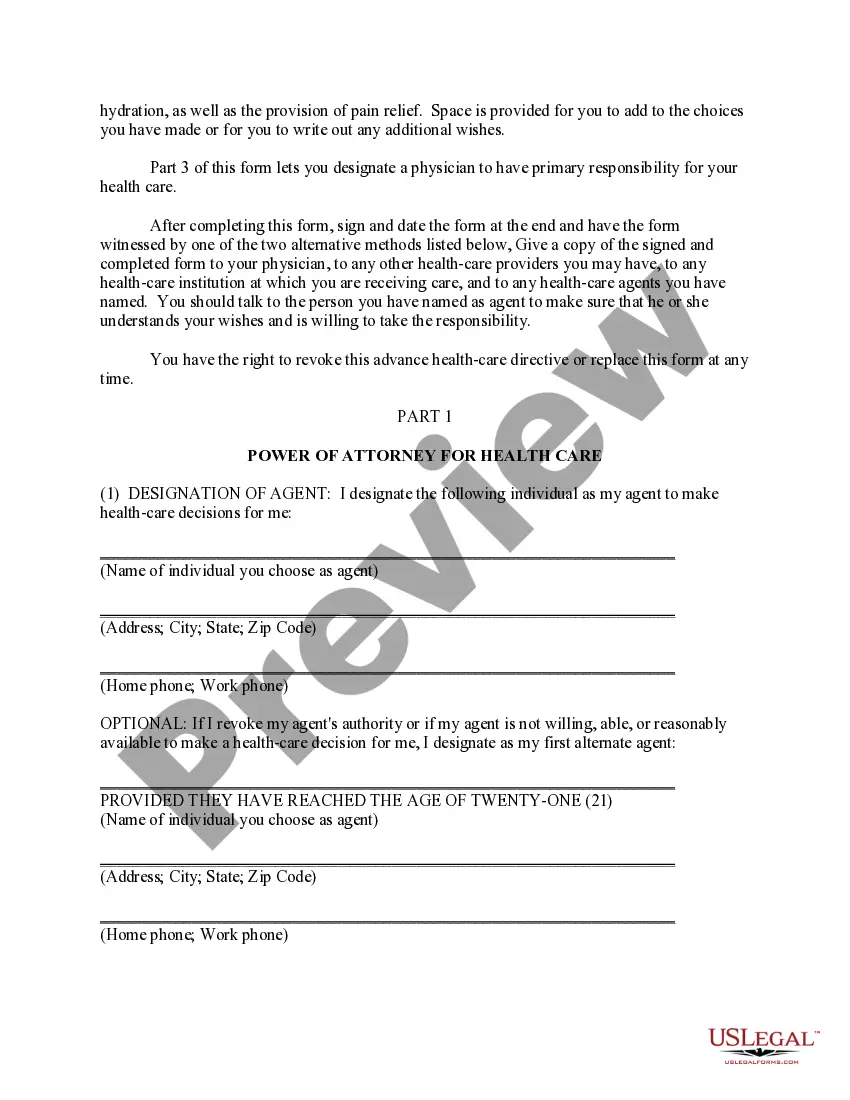 Preview Power of Attorney for Healthcare