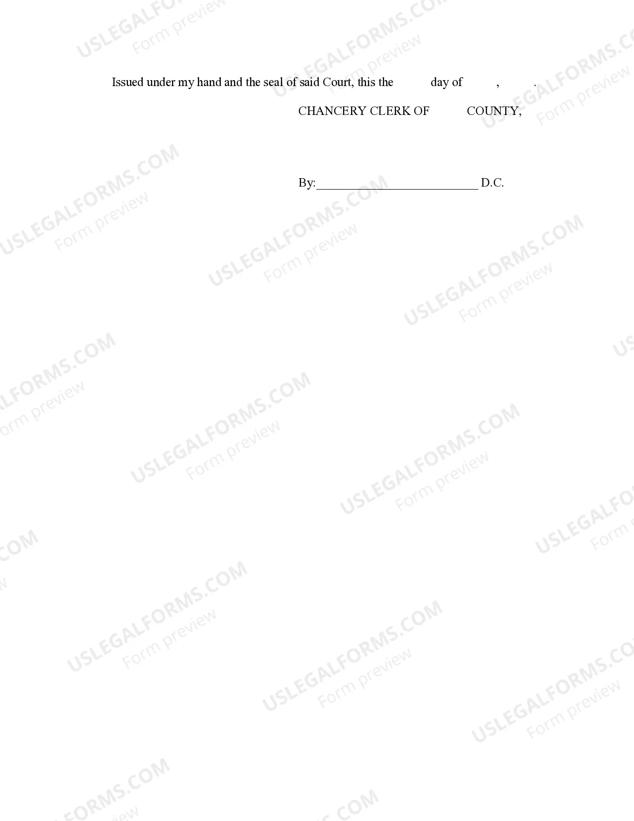 Preview Summons - with hearing