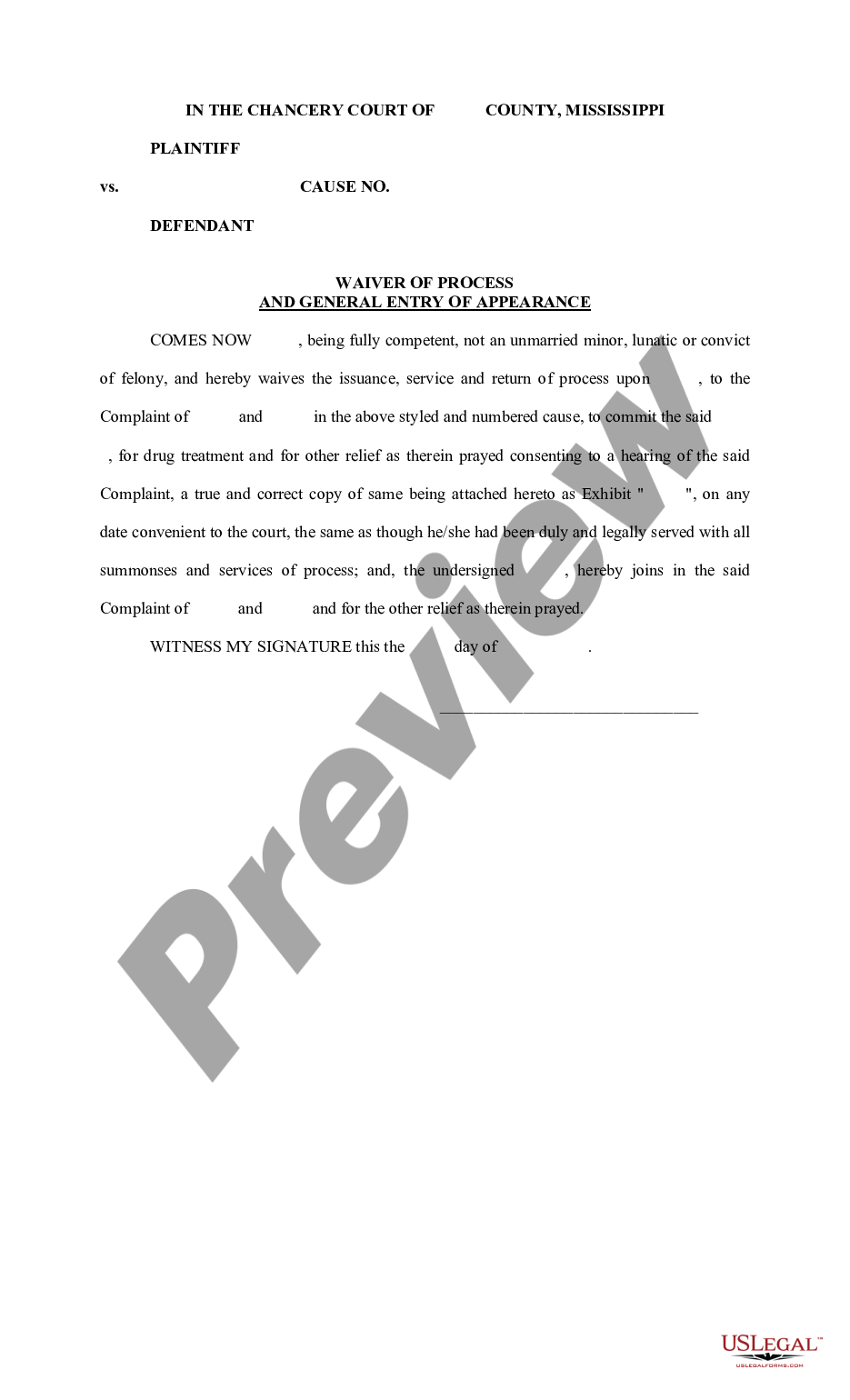 page 0 Waiver of Process and General Entry of Appearance and Joinder in Complaint preview