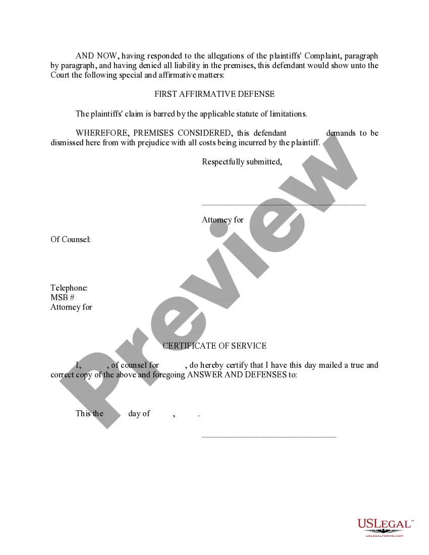 Get Answer and Defenses Preview Answer and Defenses