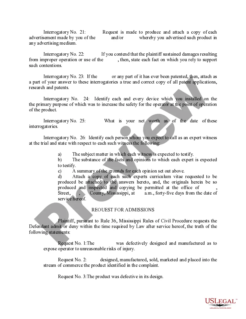 Preview Interrogatories, Request for Production and Admissions to Defendant