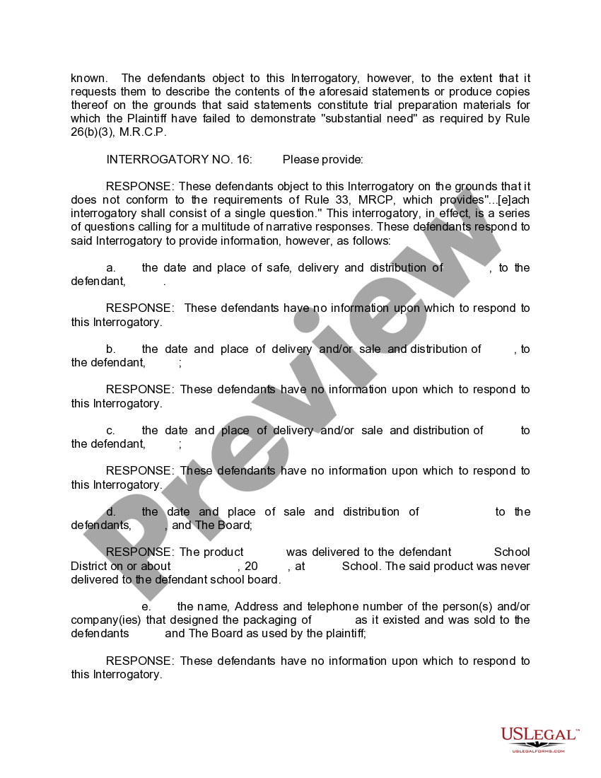 Mississippi Defendant's Response to Interrogatories | US Legal Forms