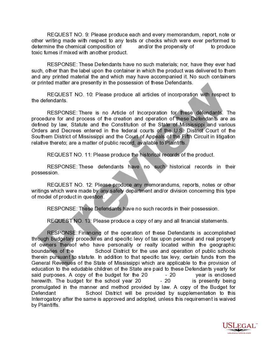 Preview Defendant's Response to Interrogatories