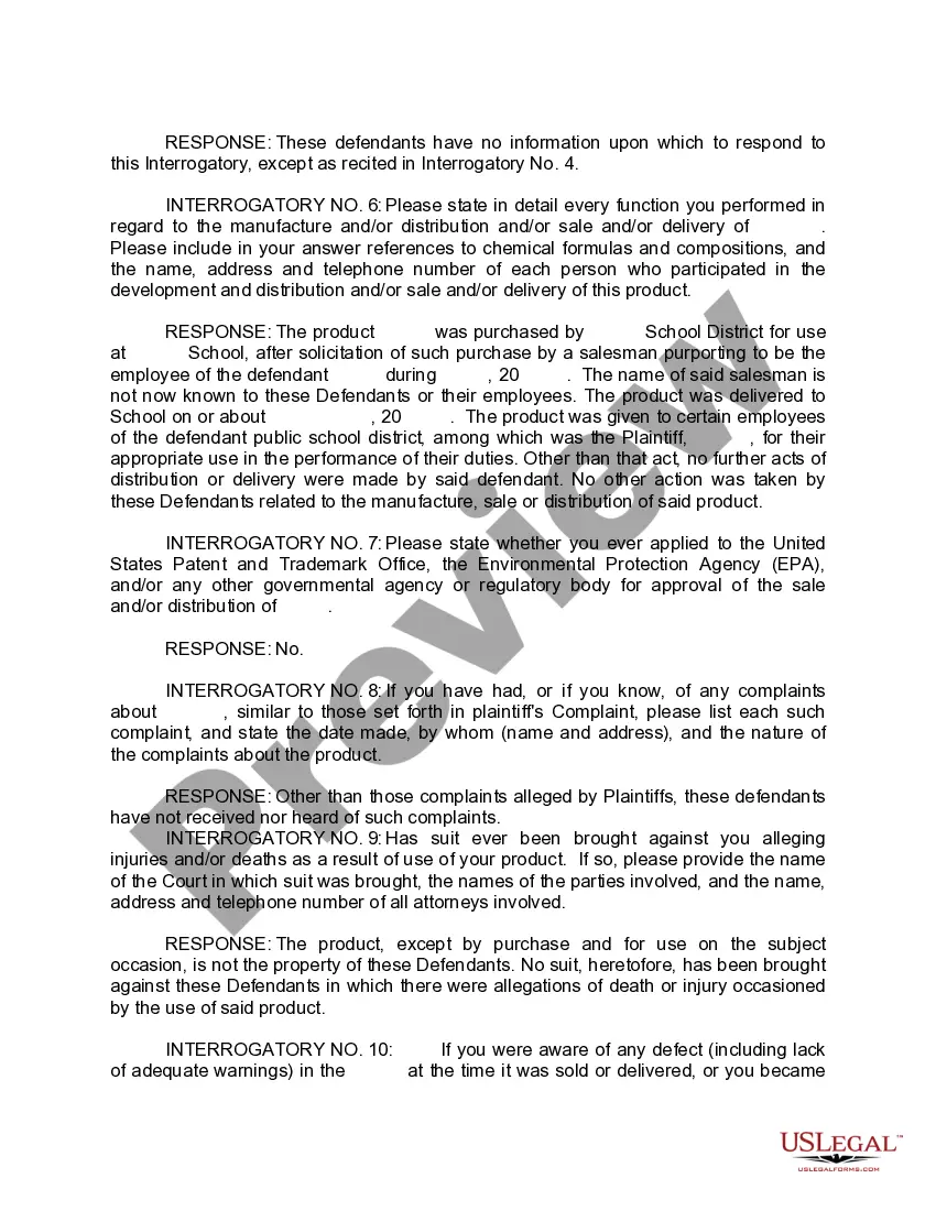 Preview Defendant's Response to Interrogatories
