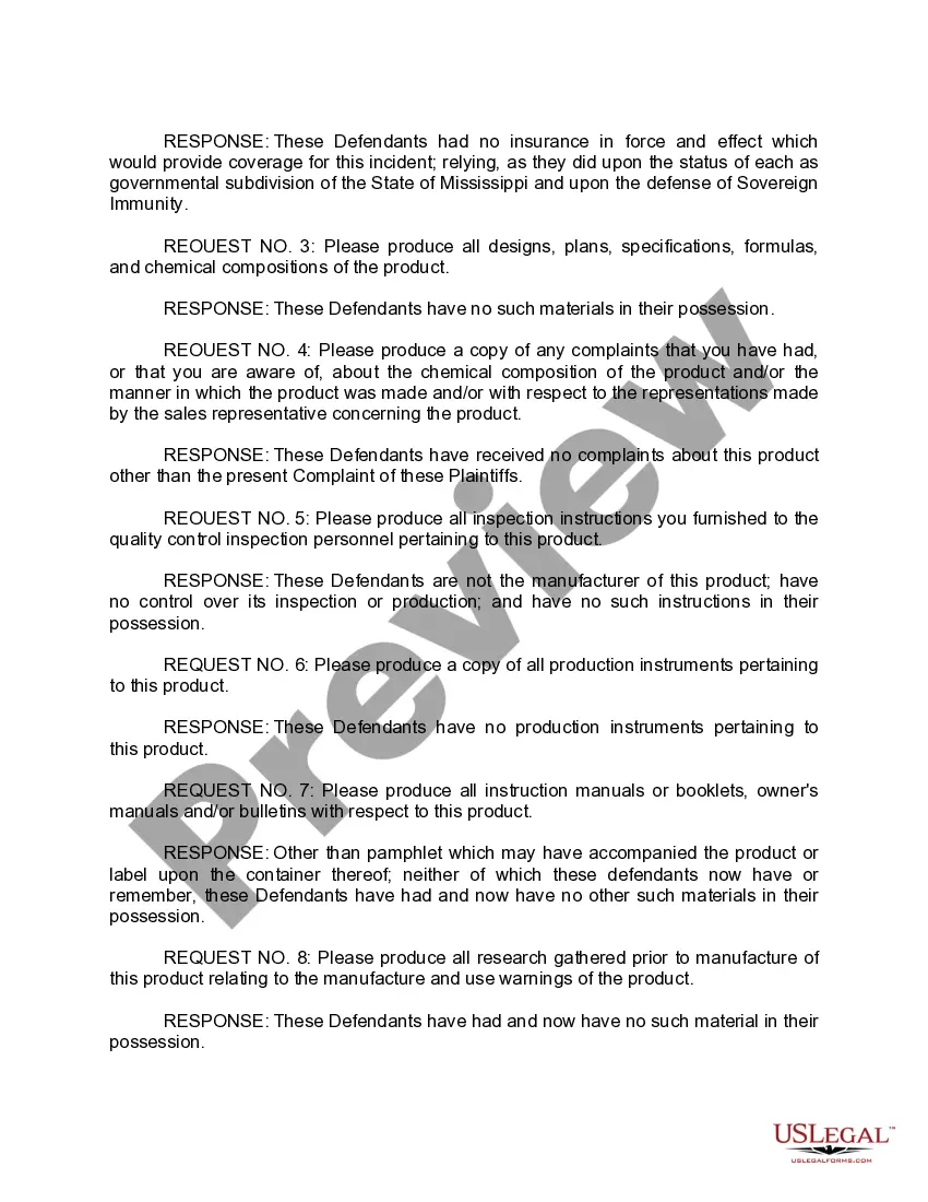 Preview Defendant's Response to Interrogatories