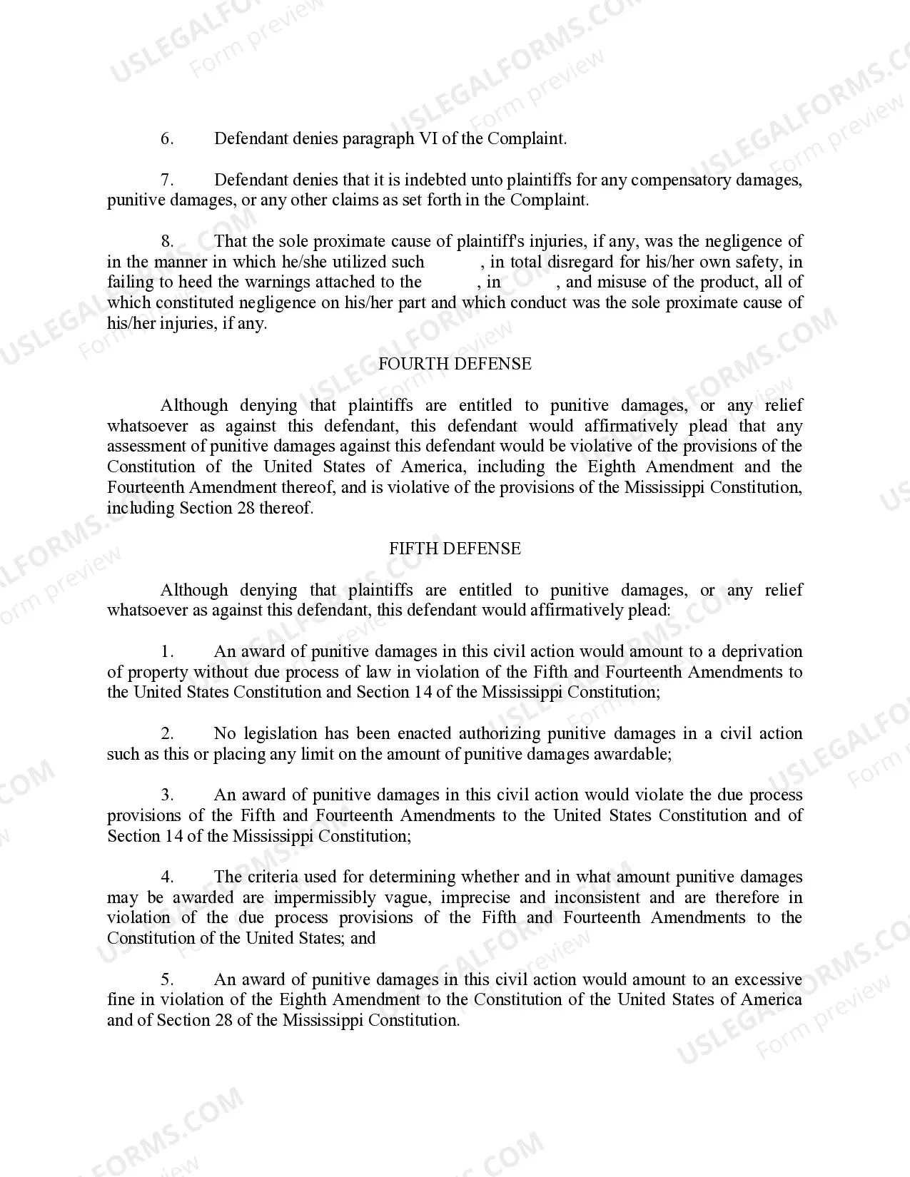 Preview Separate Answer and Defenses