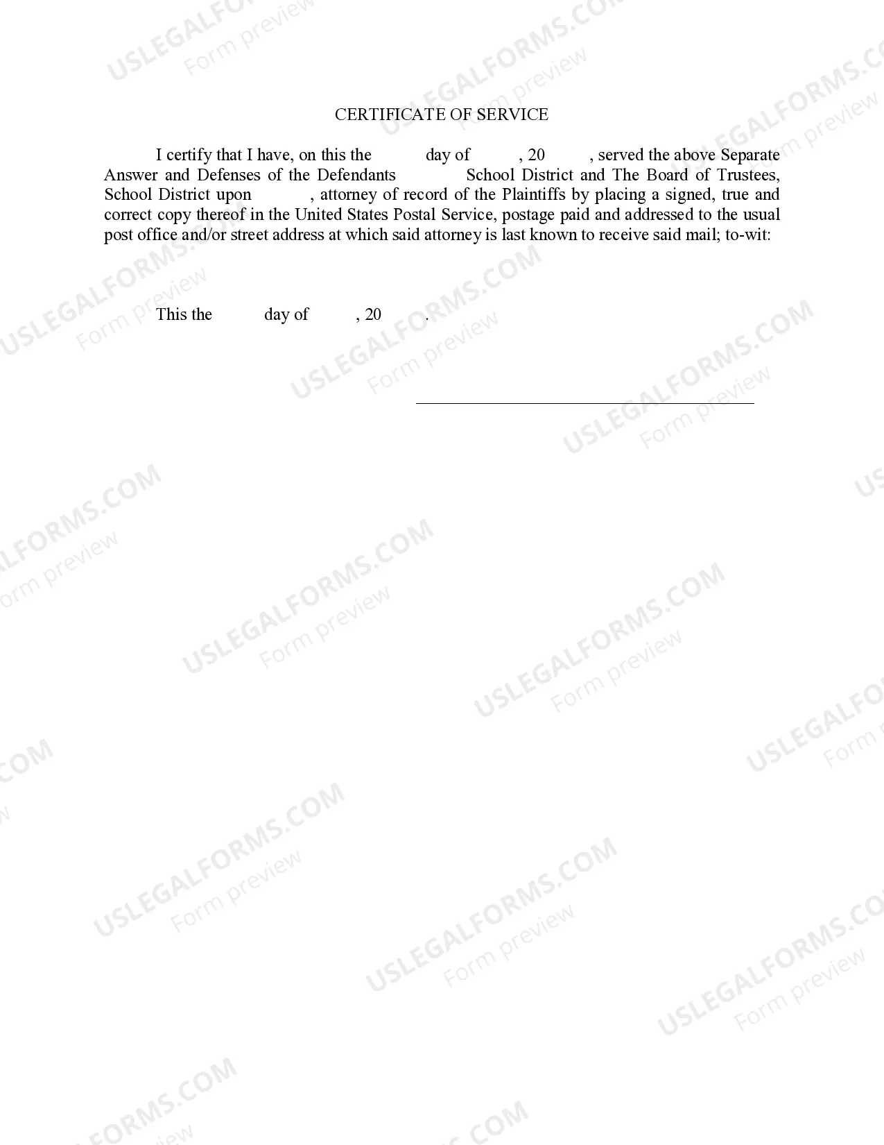 Preview Separate Answer and Defenses of School District