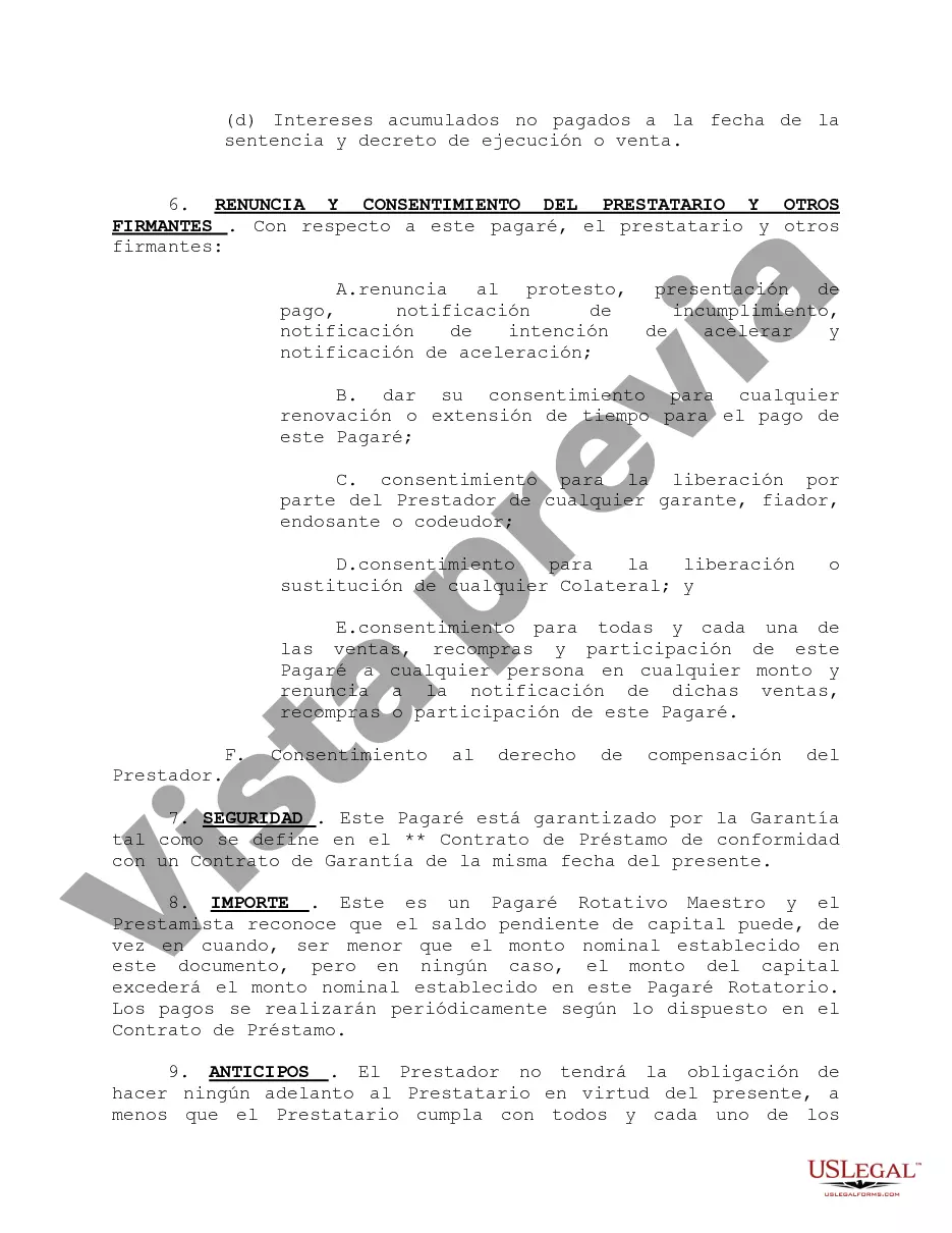 Preview Pagaré Maestro Revolvente