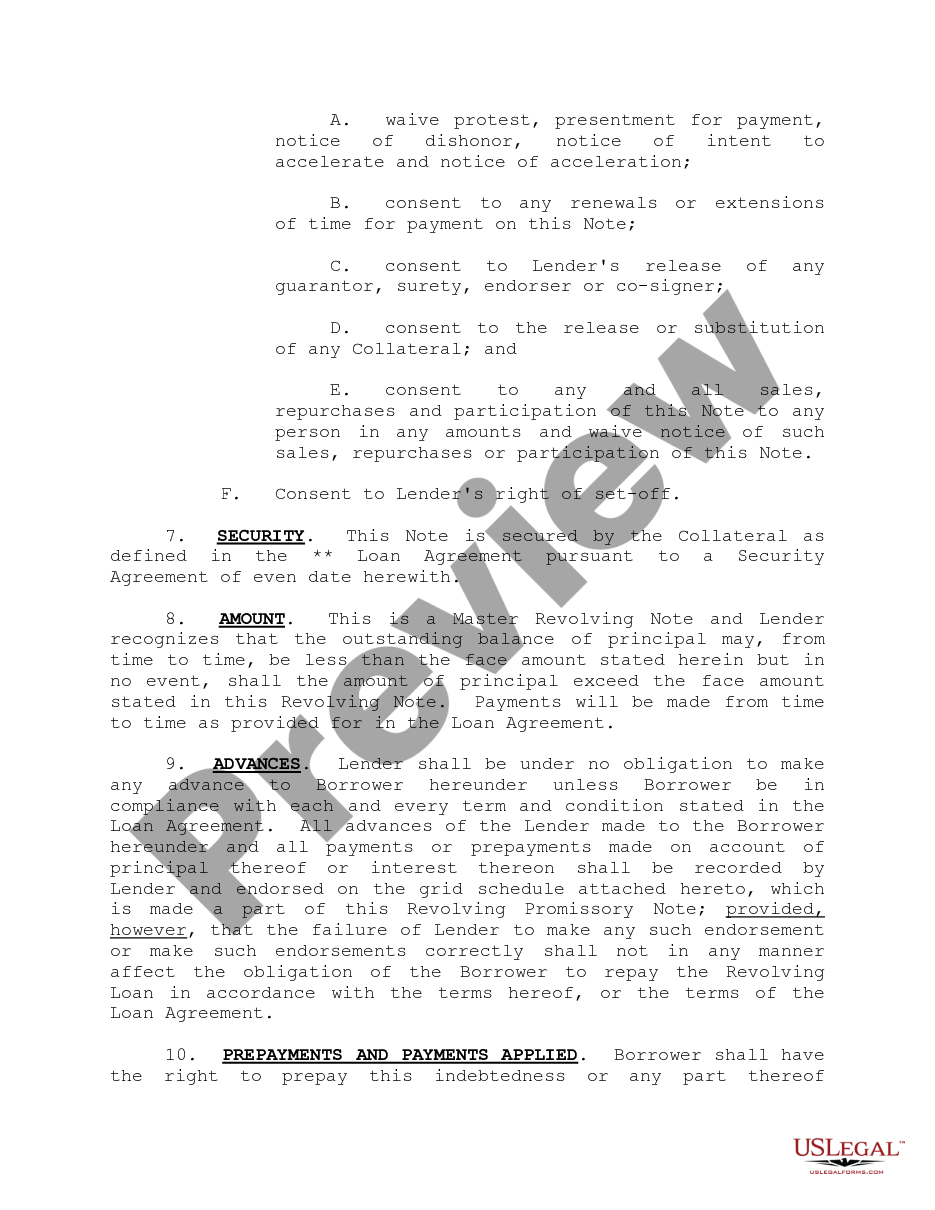 page 2 Master Revolving Promissory Note preview