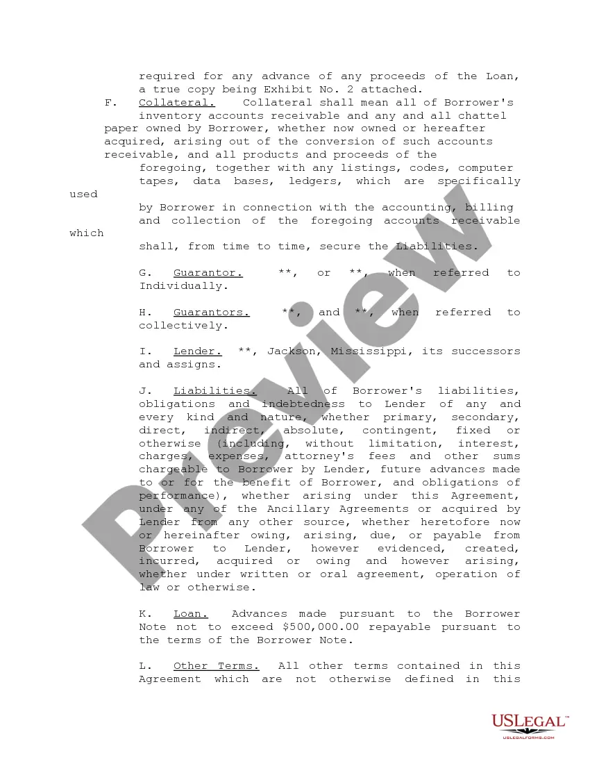 Preview Master Revolving Promissory Note