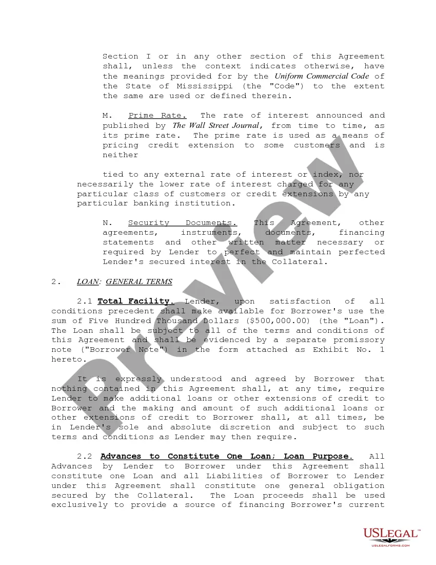 Preview Master Revolving Promissory Note