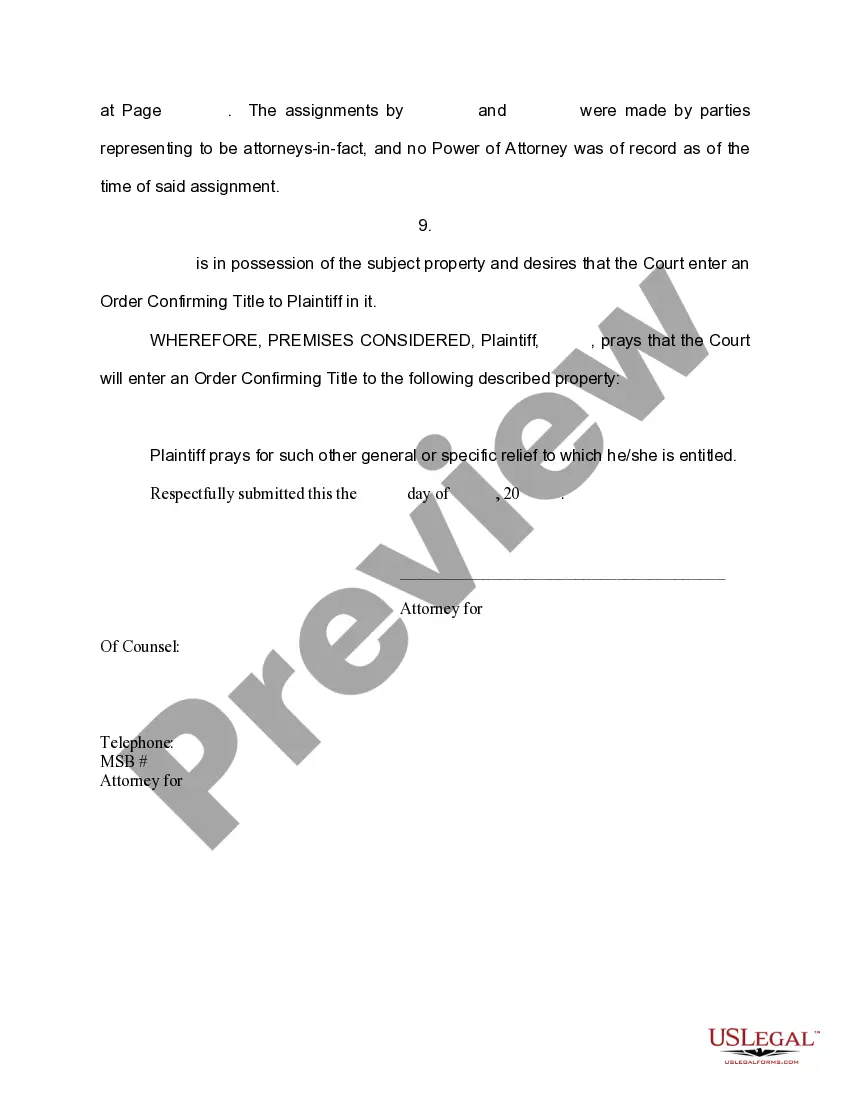 Get Complaint to Confirm Title Preview Complaint to Confirm Title