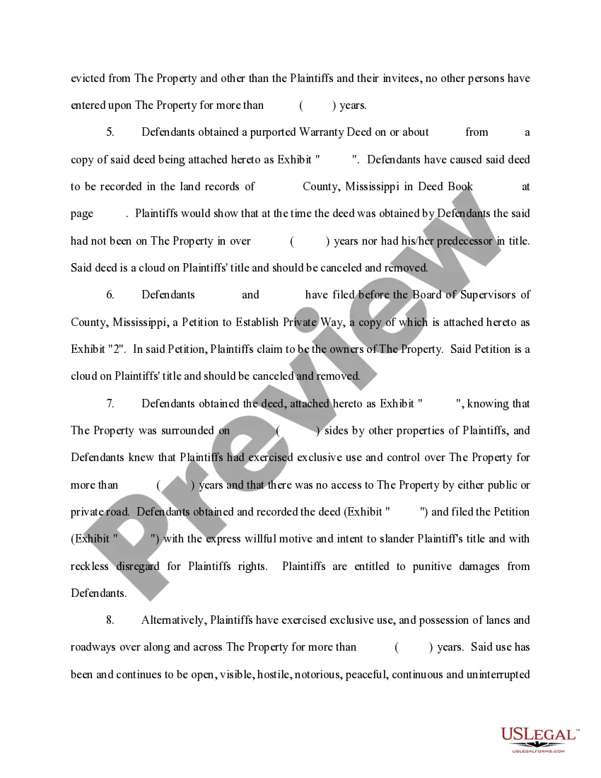 Get Complaint to Confirm Title and Remove Clouds and Complaint for Slander of Title Preview Complaint to Confirm Title and Remove Clouds and Complaint for Slander of Title