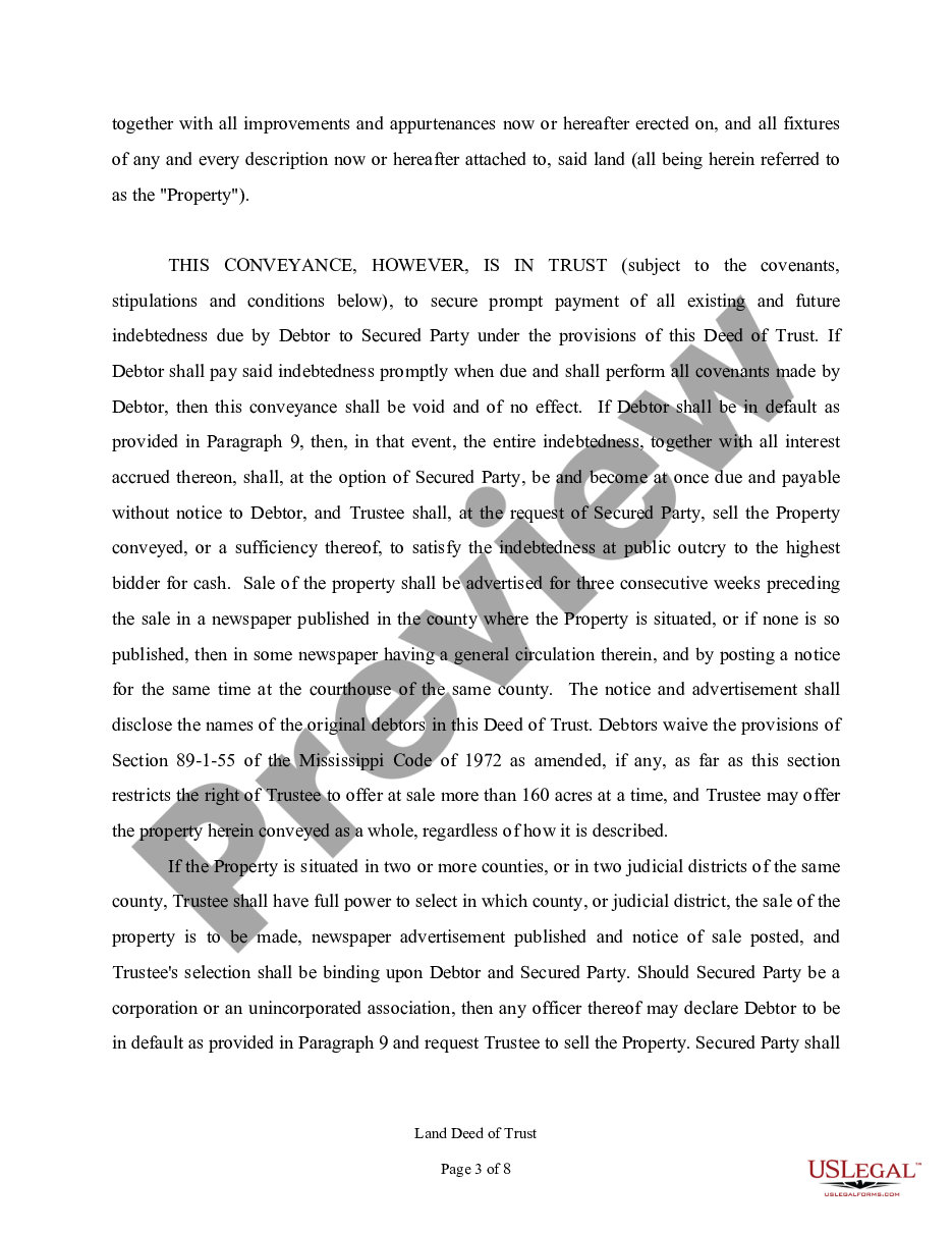 page 2 Land Deed of Trust preview