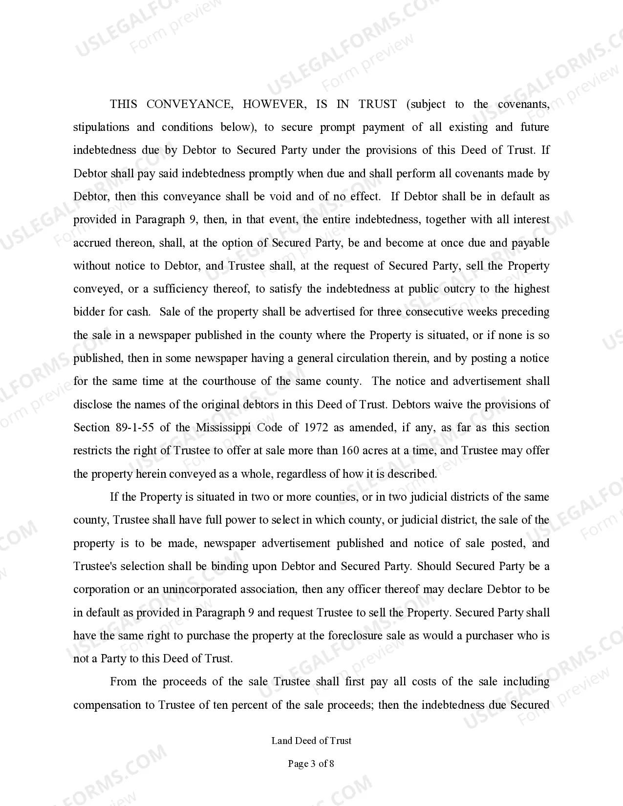 Preview Land Deed of Trust