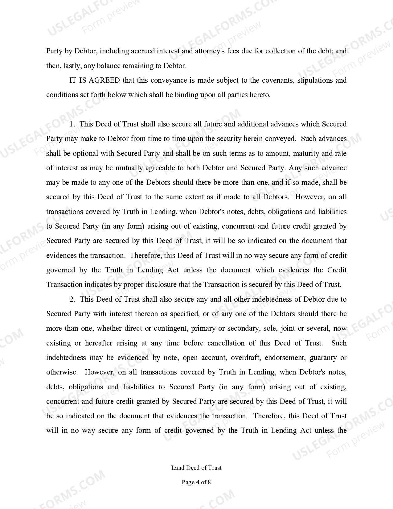 Preview Land Deed of Trust