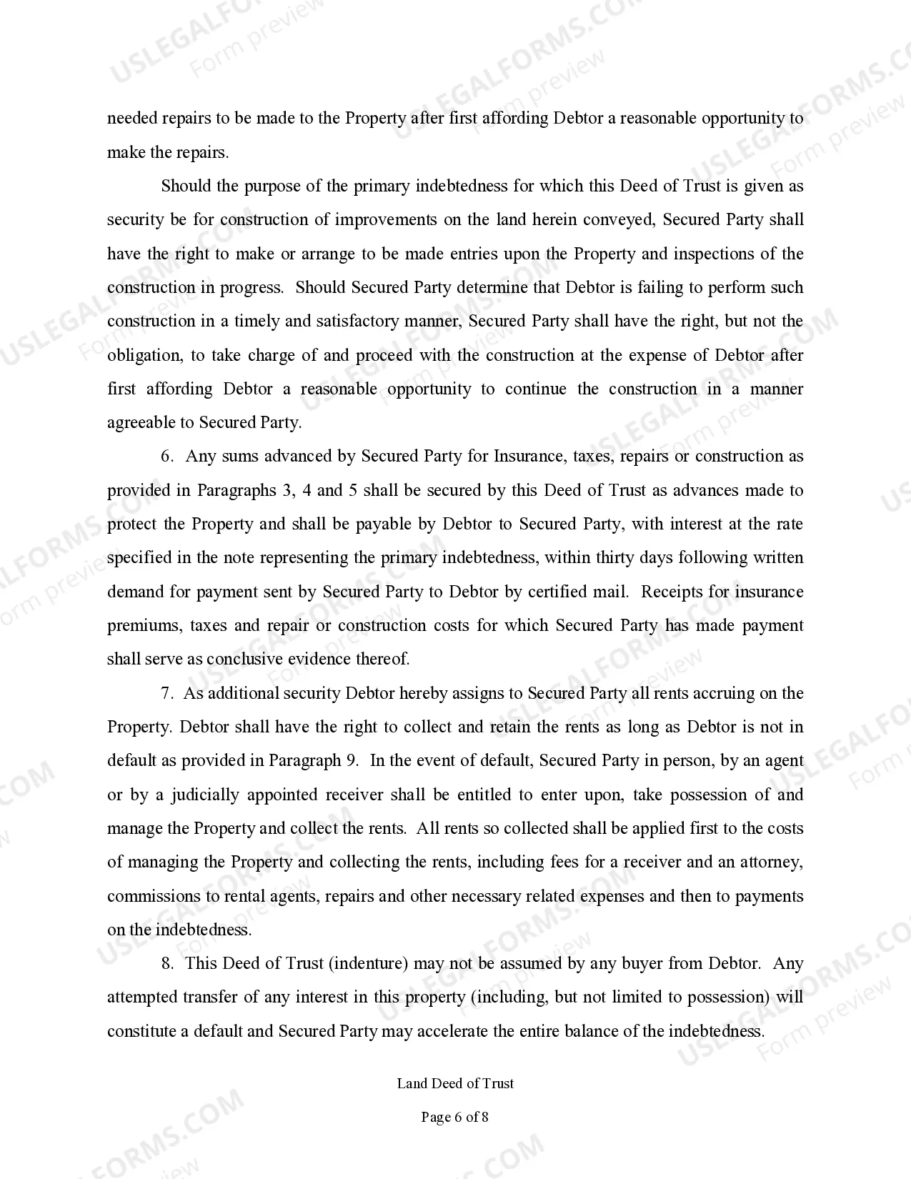 Preview Land Deed of Trust