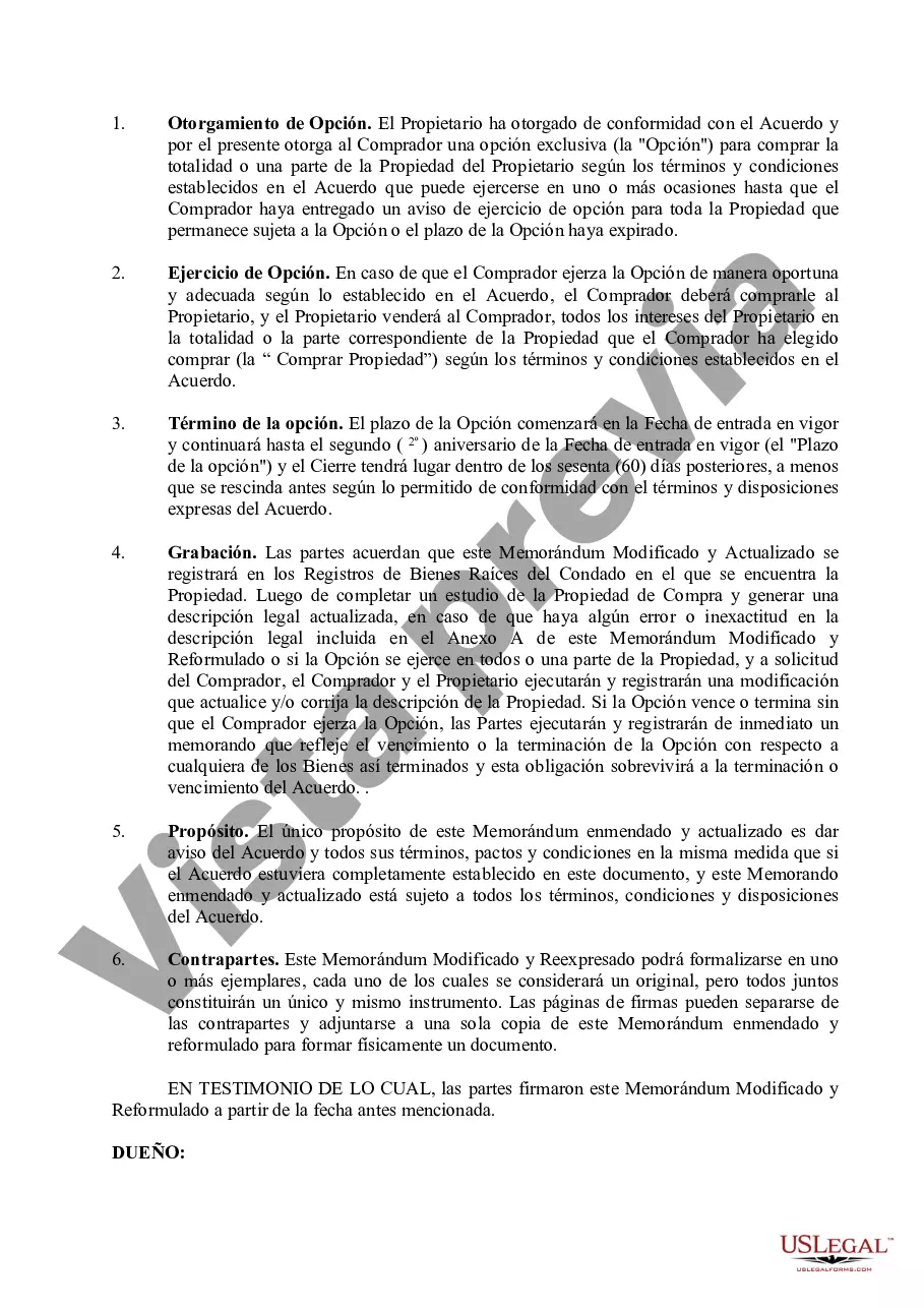 Preview Memorándum de opción modificado y reformulado