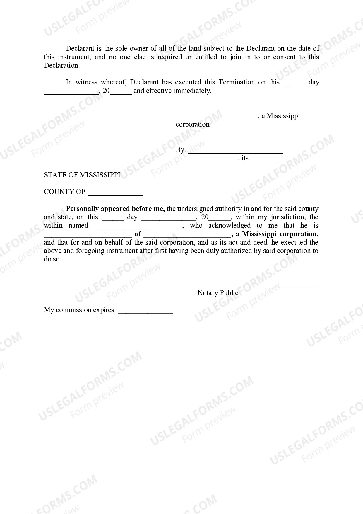 Preview Termination of Declaration of Covenants Conditions