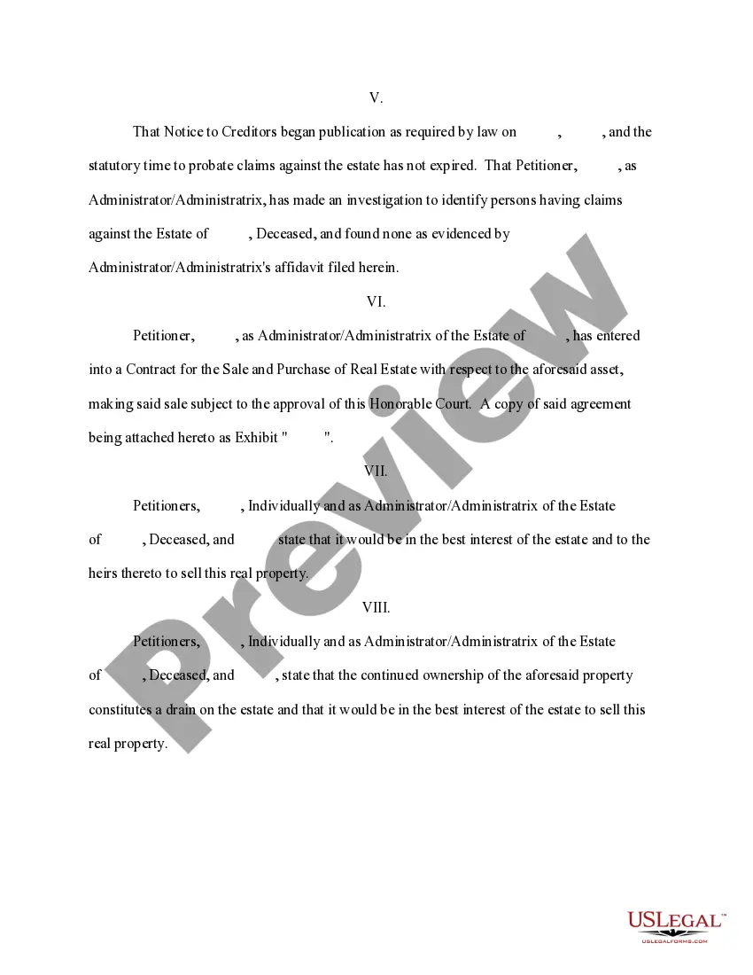 Preview Petition for Approval and Authority to Sell Real Property