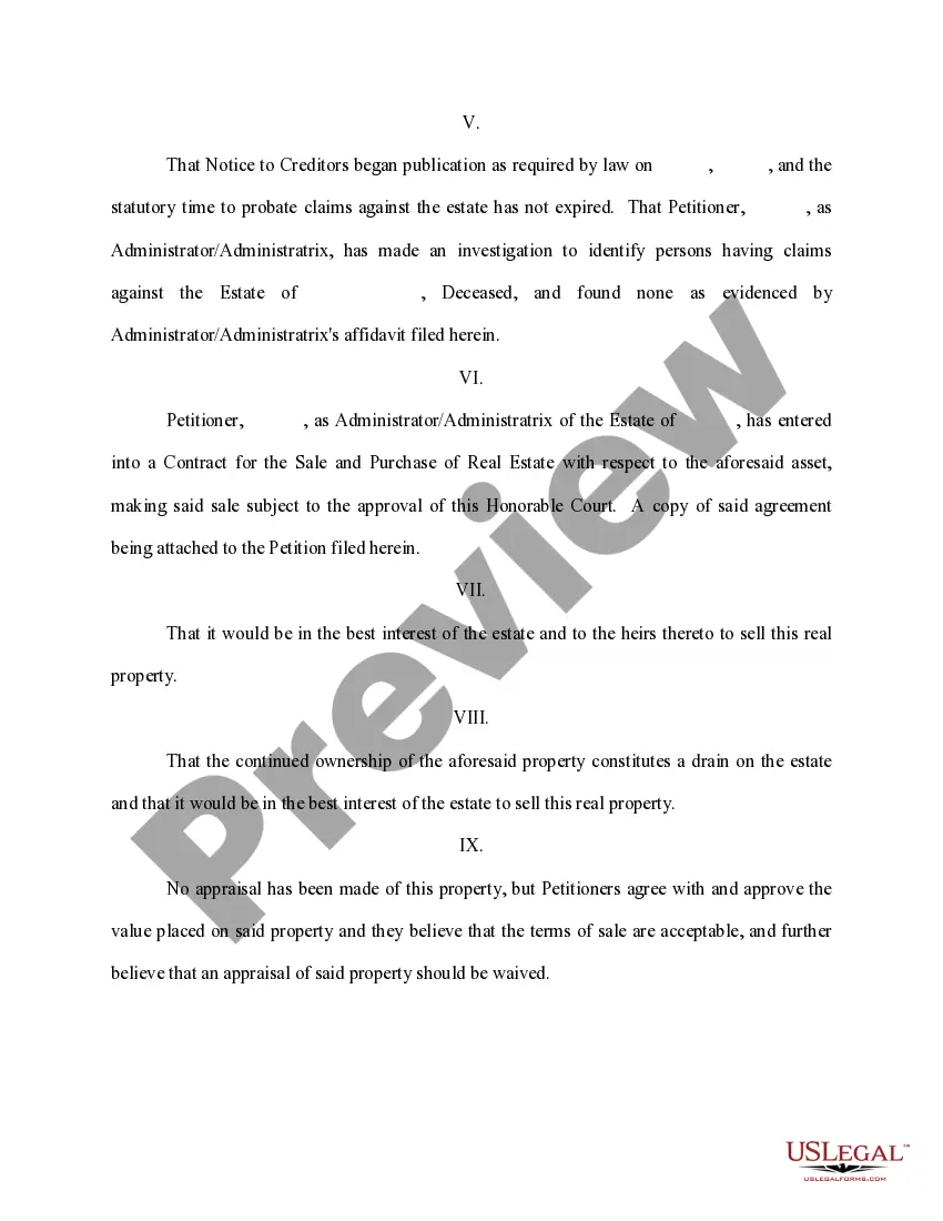 Get Order Approving Contract for the Sale and Purchase of Real Estate and Authority to Sell Real Property Preview Order Approving Contract for the Sale and Purchase of Real Estate and Authority to Sell Real Property