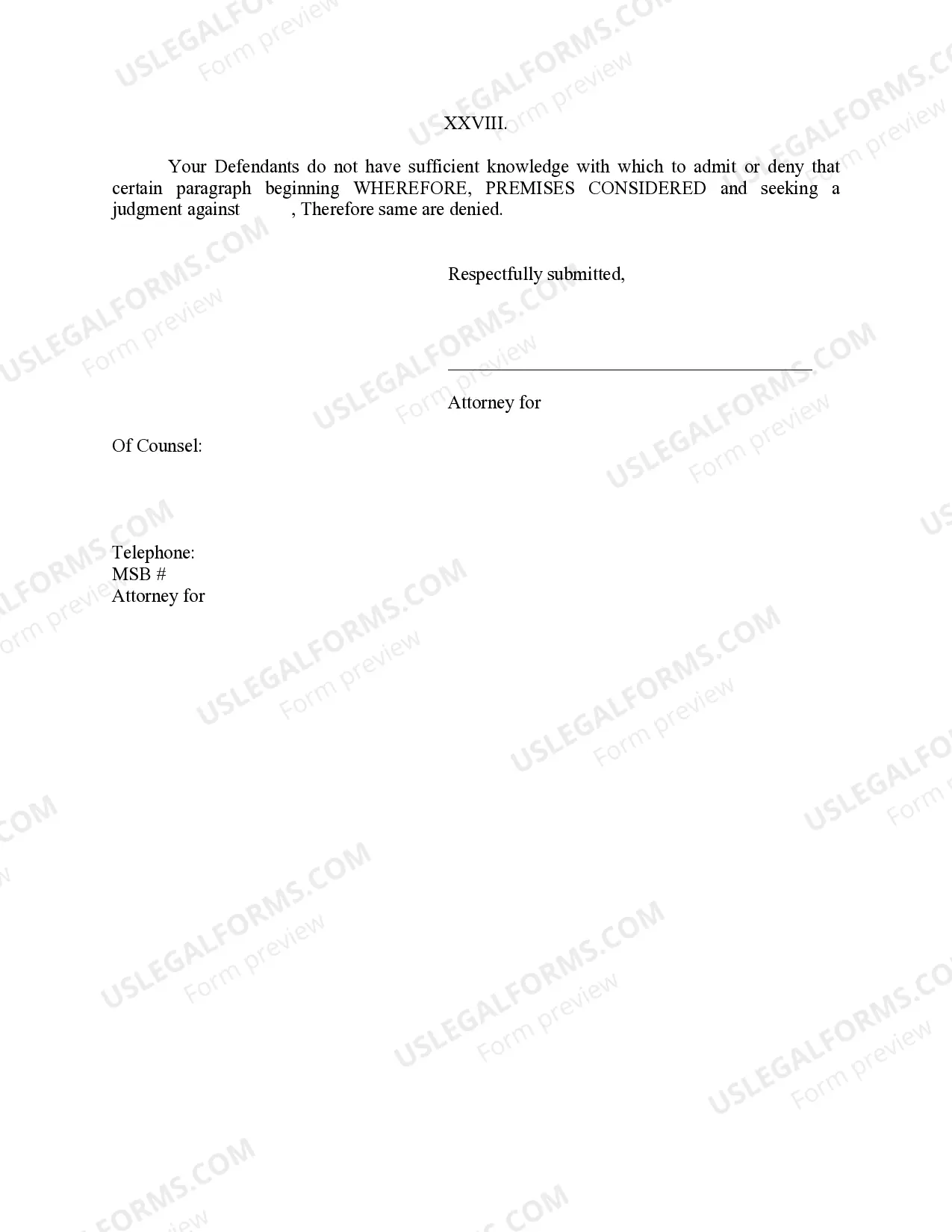 Preview Amended Answer