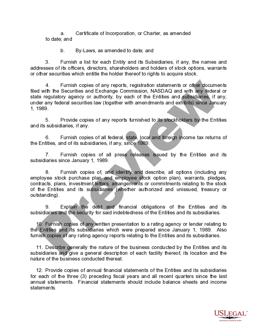 Preview Due Diligence - Audit Questionnaire