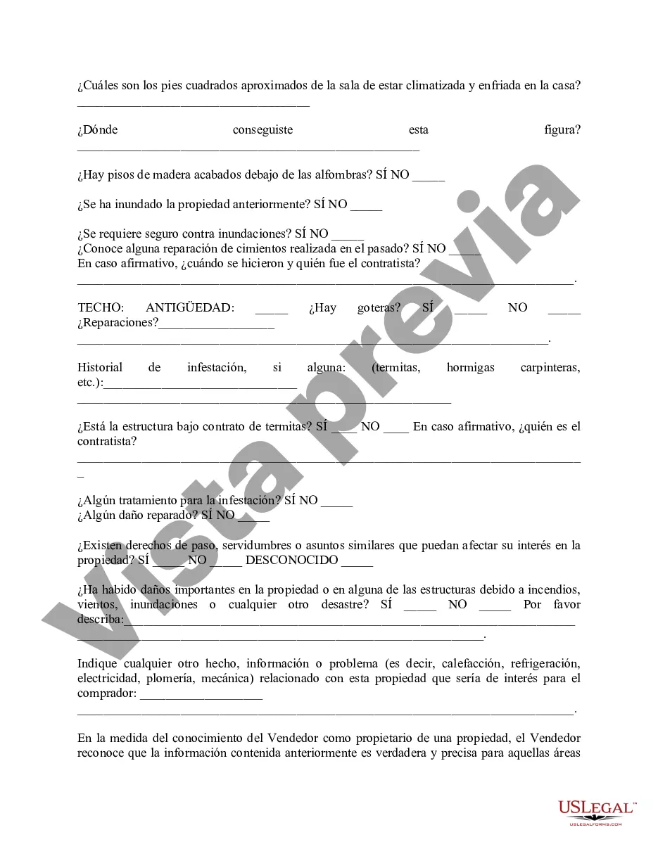 Preview Declaración de divulgación de bienes raíces residenciales del vendedor de Mississippi