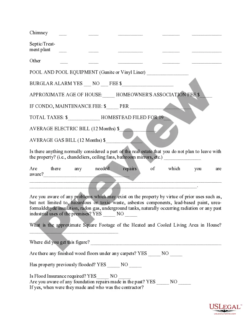 Preview Mississippi Seller's Residential Real Estate Disclosure Statement