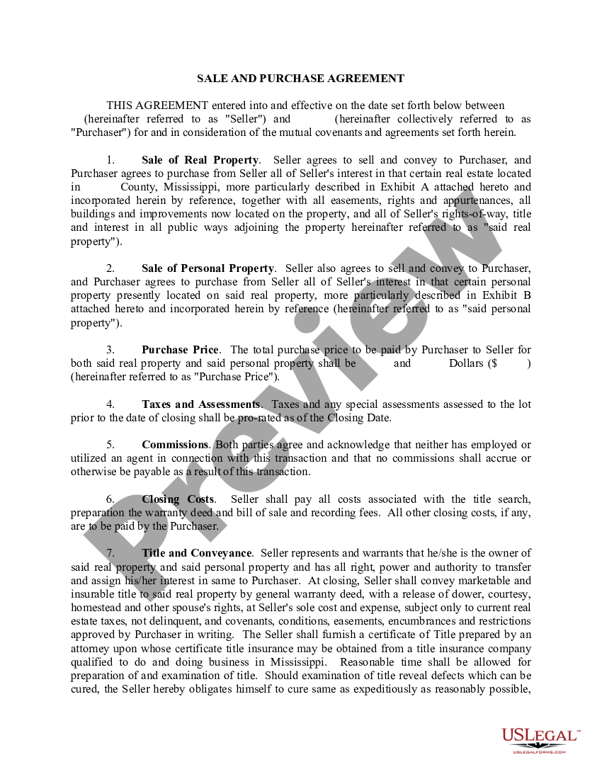 Mississippi Sale And Purchase Agreement - Mississippi Sale Agreement ...