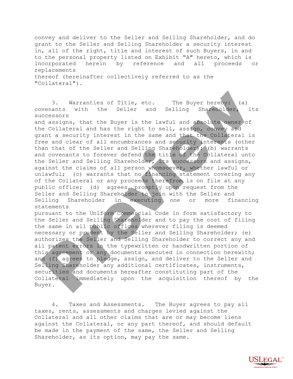page 1 Security Agreement - Personal Property in Connection With Asset Purchase Agreement preview