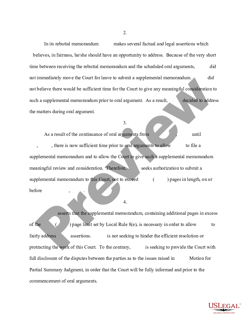 page 1 Motion for Leave to File a Supplemental Memorandum preview