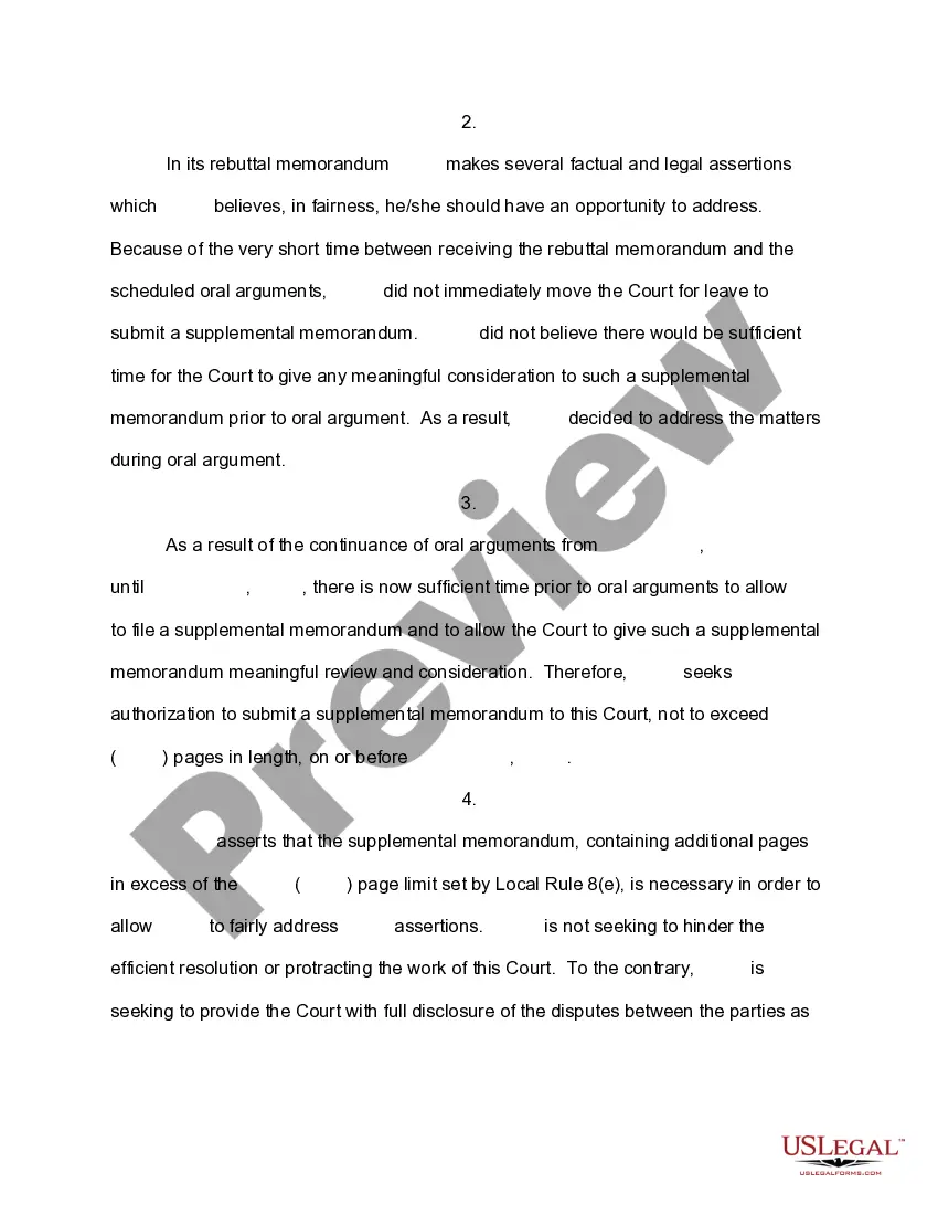 Get Motion for Leave to File a Supplemental Memorandum Preview Motion for Leave to File a Supplemental Memorandum