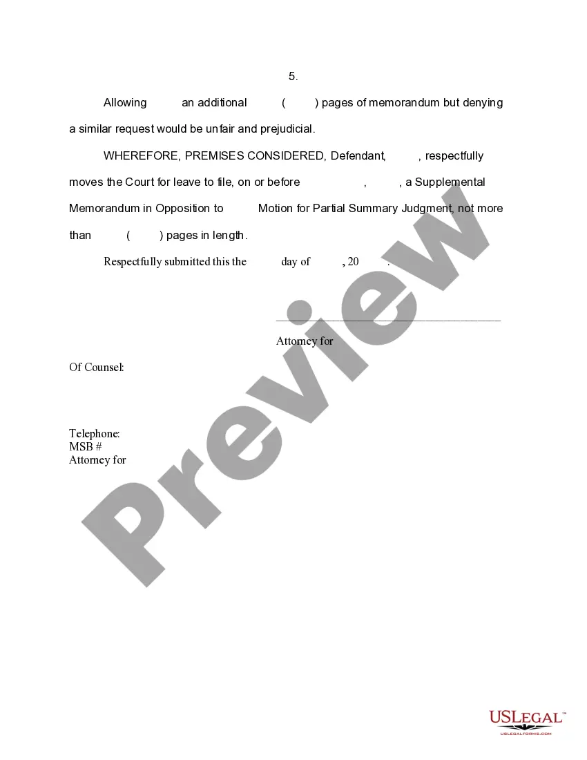 Get Motion for Leave to File a Supplemental Memorandum Preview Motion for Leave to File a Supplemental Memorandum
