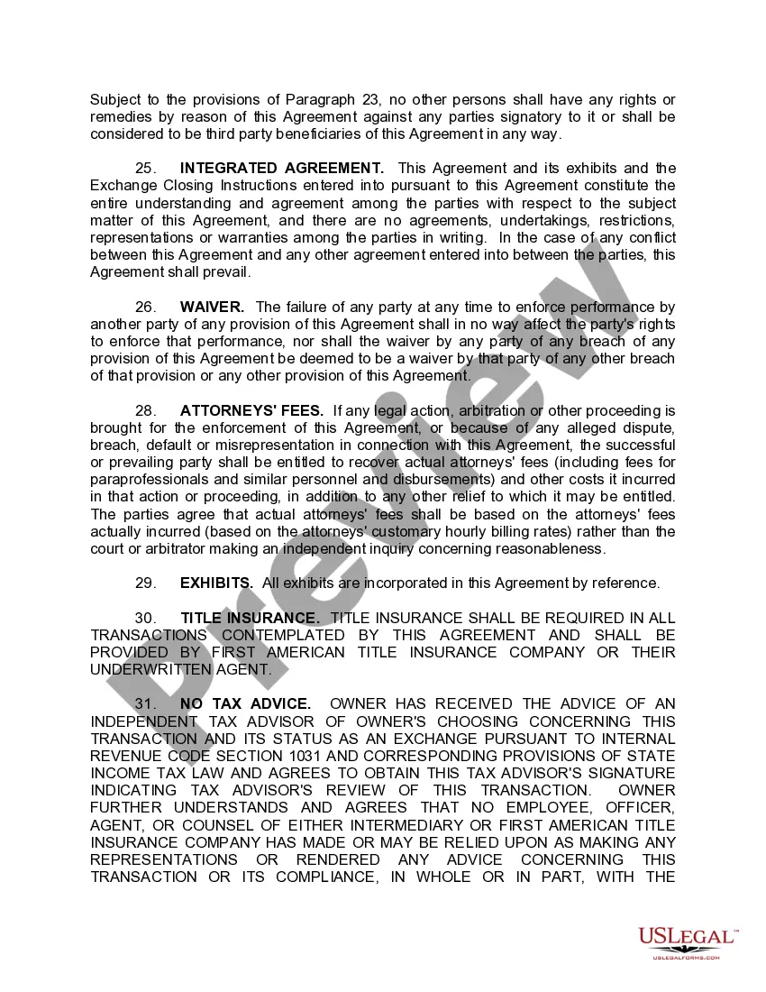 Preview Sample Real Property Exchange Agreement