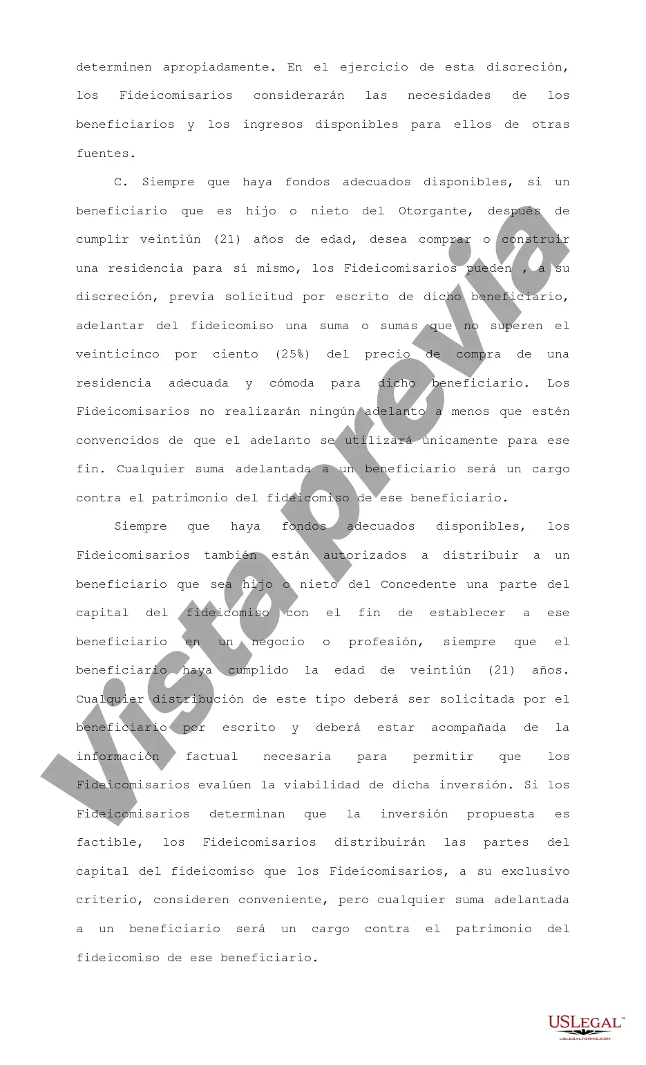 Preview Contrato de Fideicomiso Irrevocable