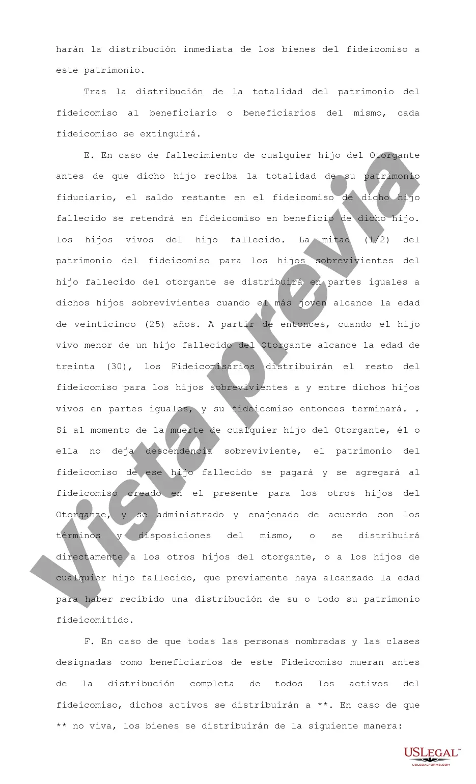 Preview Contrato de Fideicomiso Irrevocable