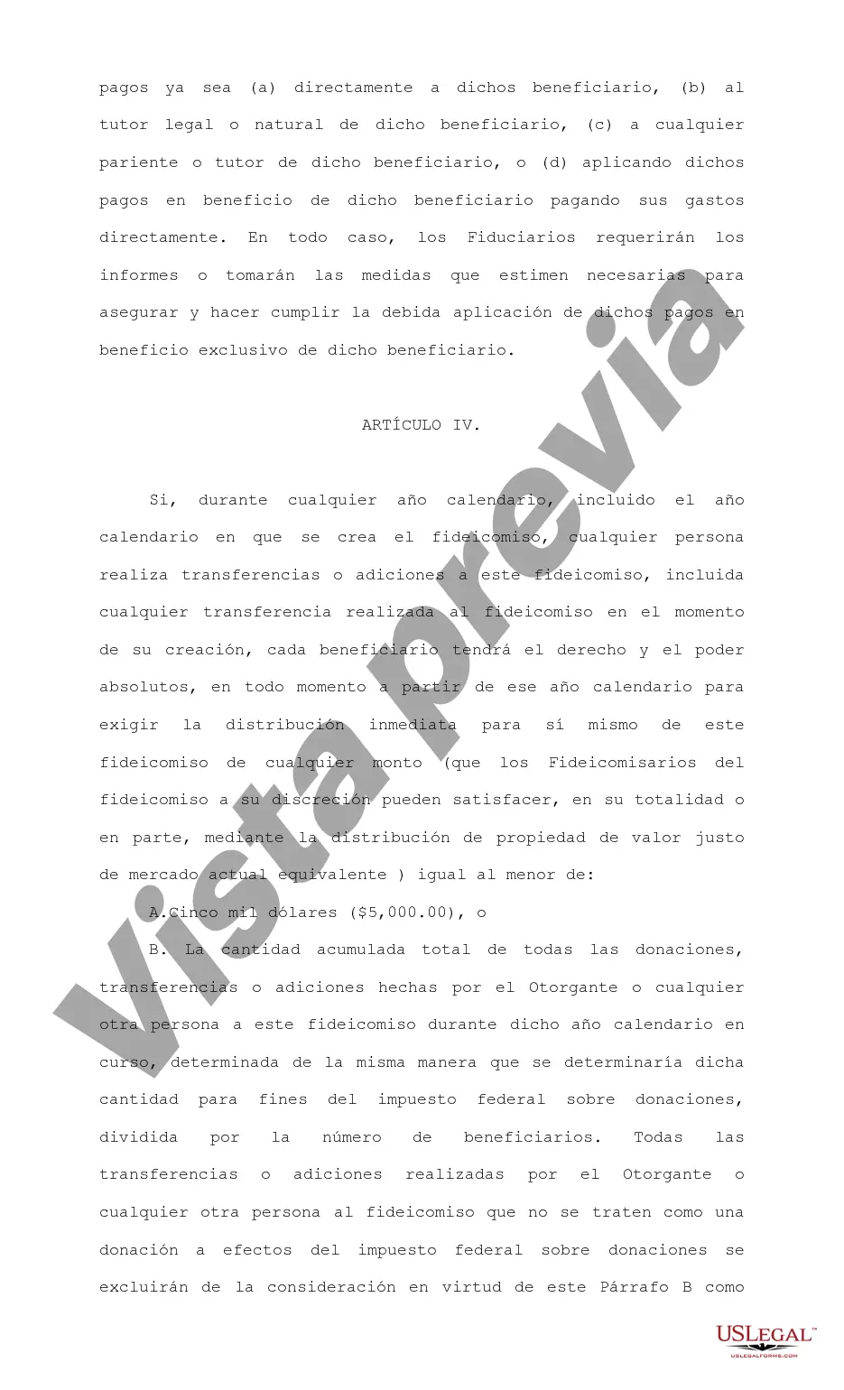Preview Contrato de Fideicomiso Irrevocable