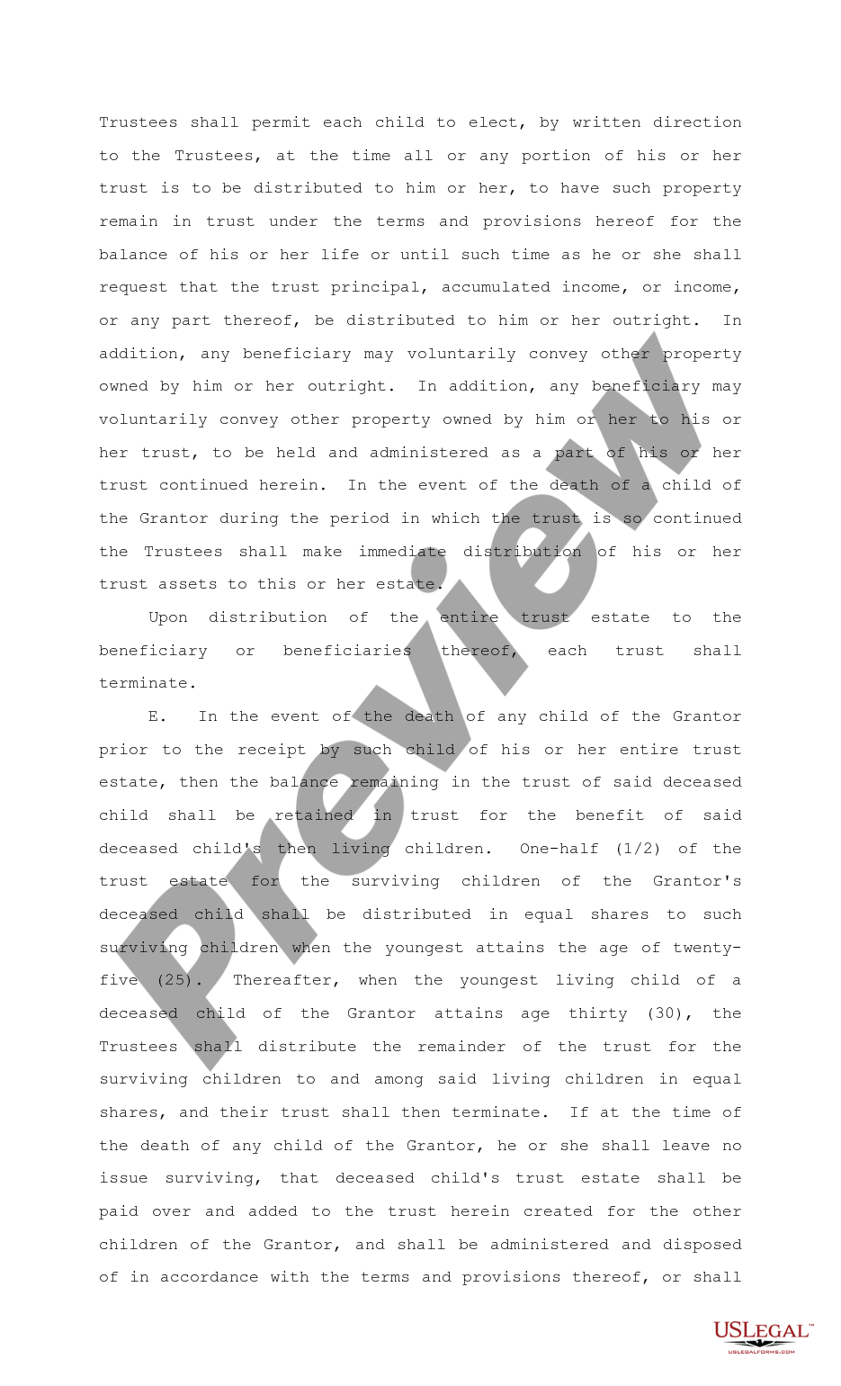 page 3 Irrevocable Trust Agreement preview