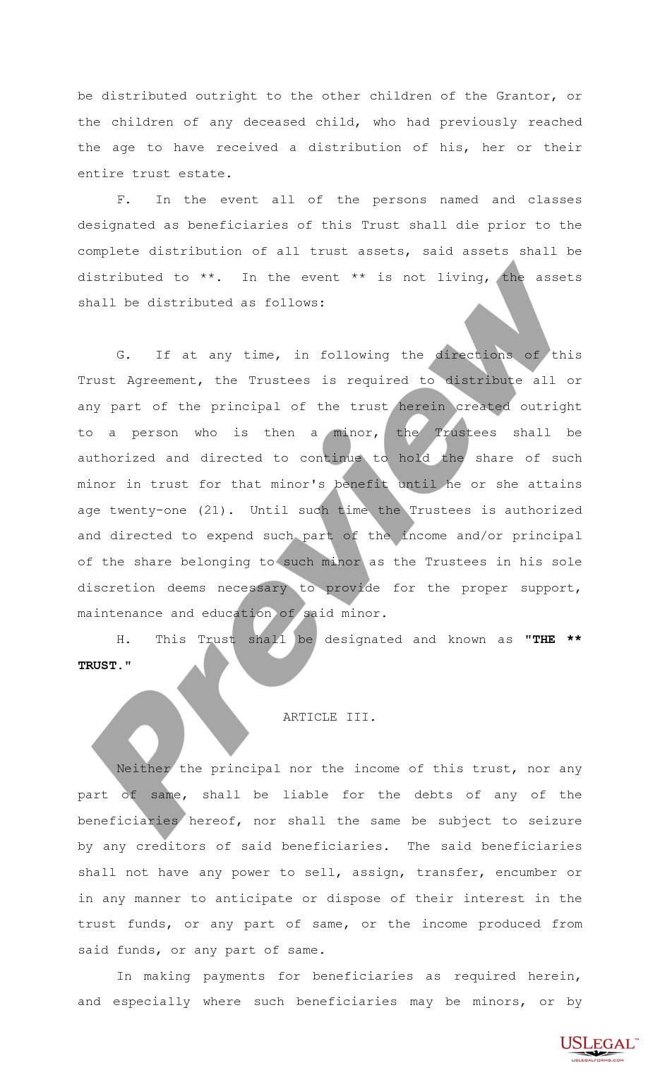 page 4 Irrevocable Trust Agreement preview