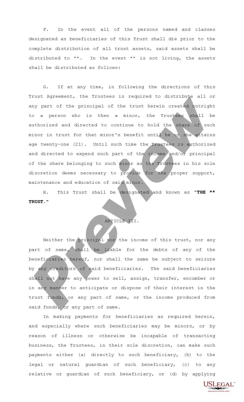 Preview Irrevocable Trust Agreement