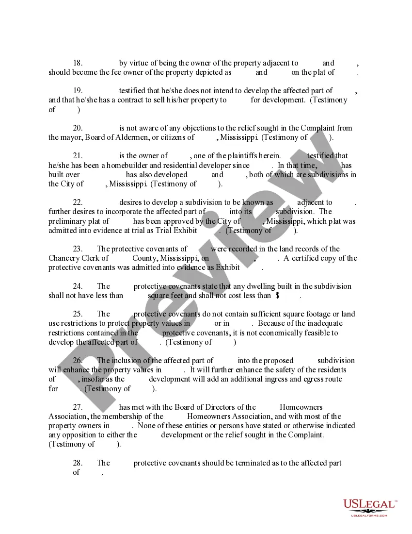 Preview Judgment Vacating Plat in Part, Removing Protective Covenants in Part, and Granting Other Relief