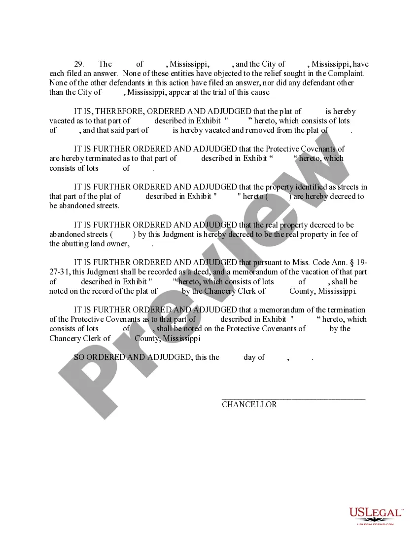 Preview Judgment Vacating Plat in Part, Removing Protective Covenants in Part, and Granting Other Relief
