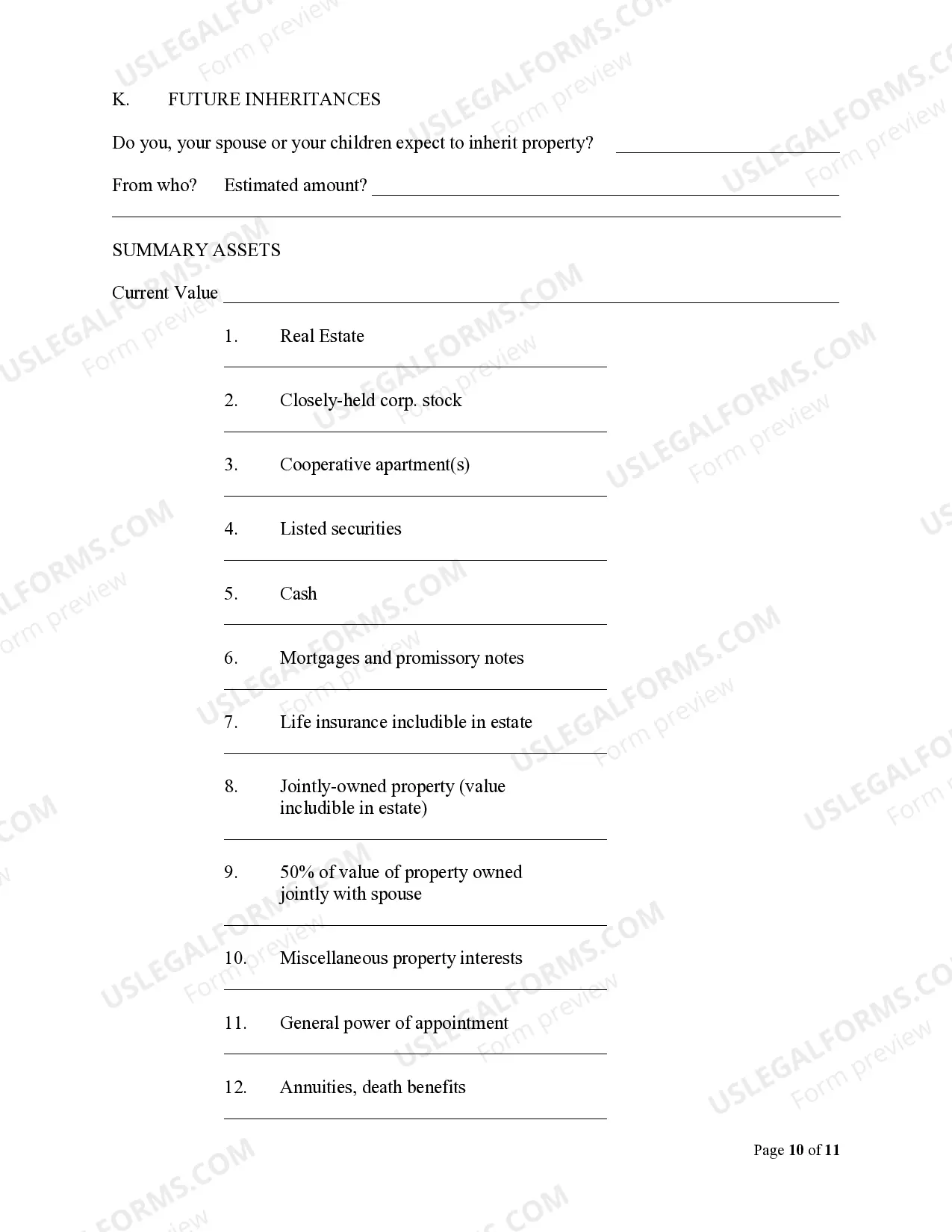 Preview Estate Planning Questionnaire