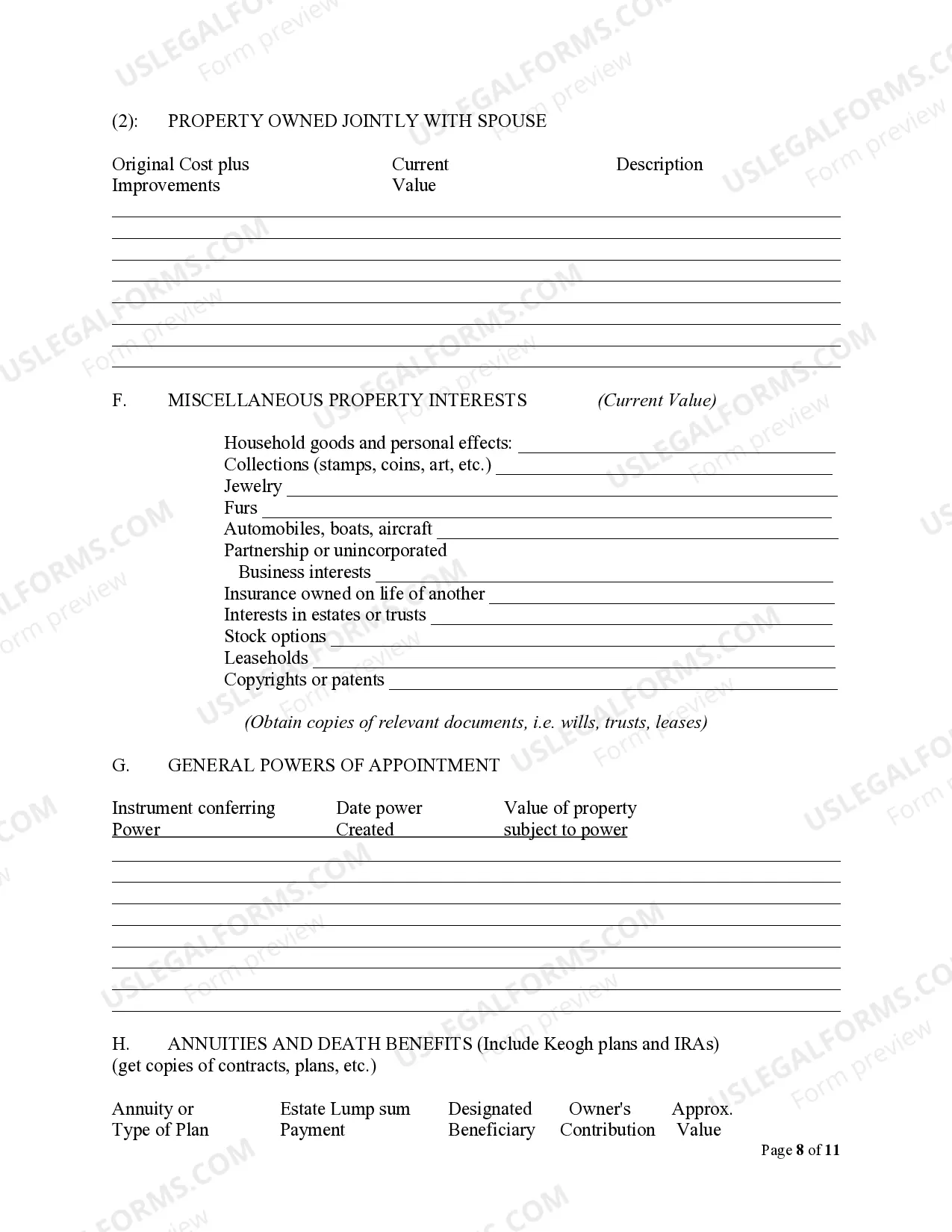 Preview Estate Planning Questionnaire