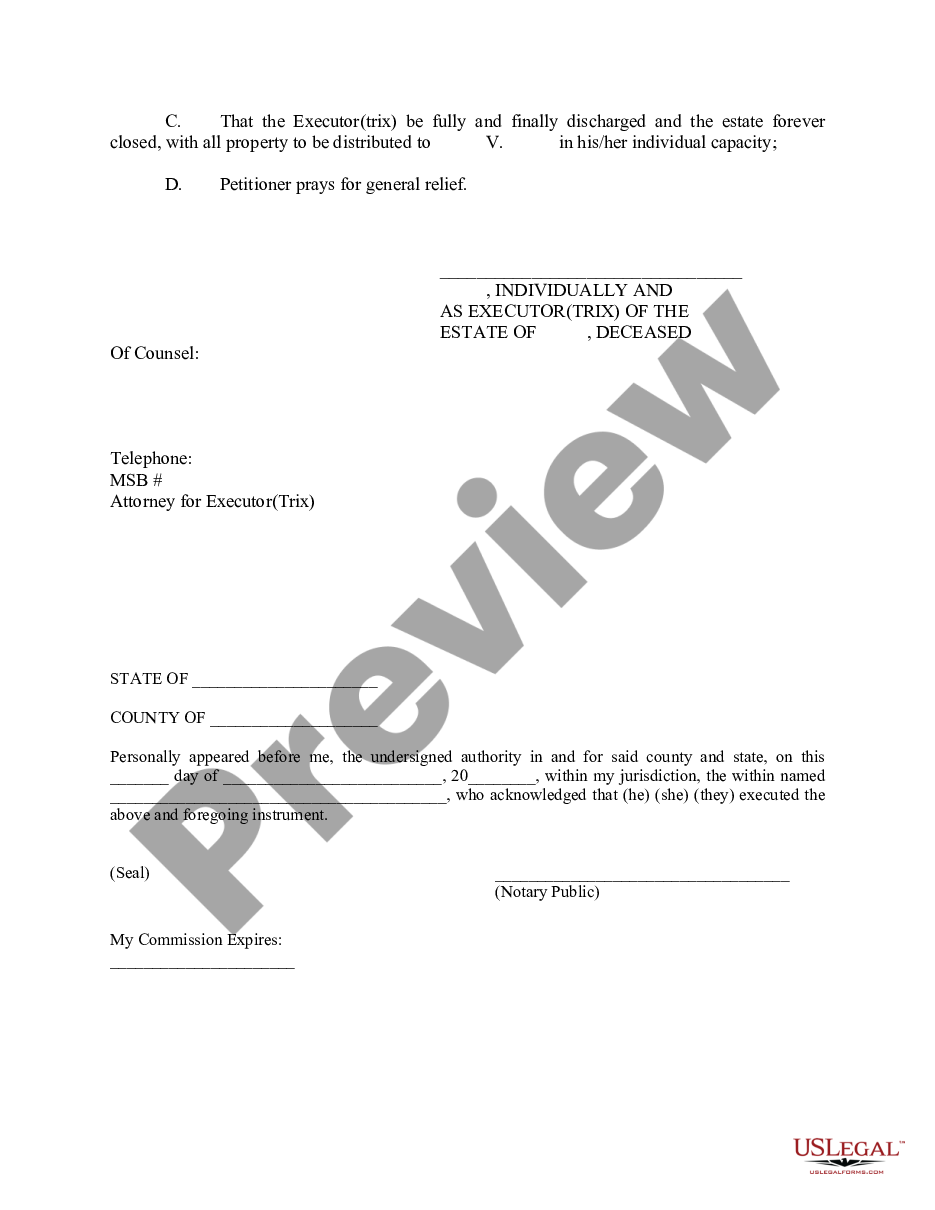 Final Accounting For Probate Court Sample US Legal Forms