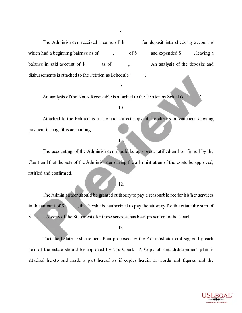 Preview Order Approving Accounting and Granting Other Relief