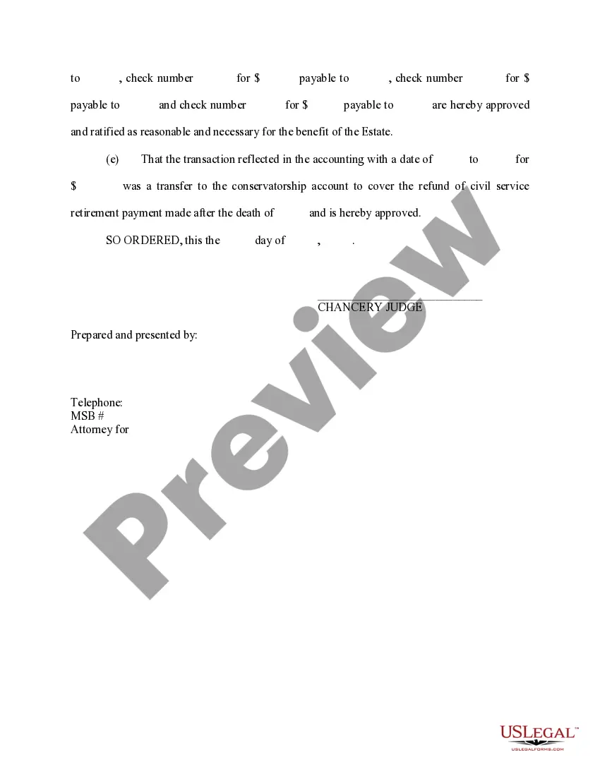 Preview Order Approving Accounting and Granting Other Relief