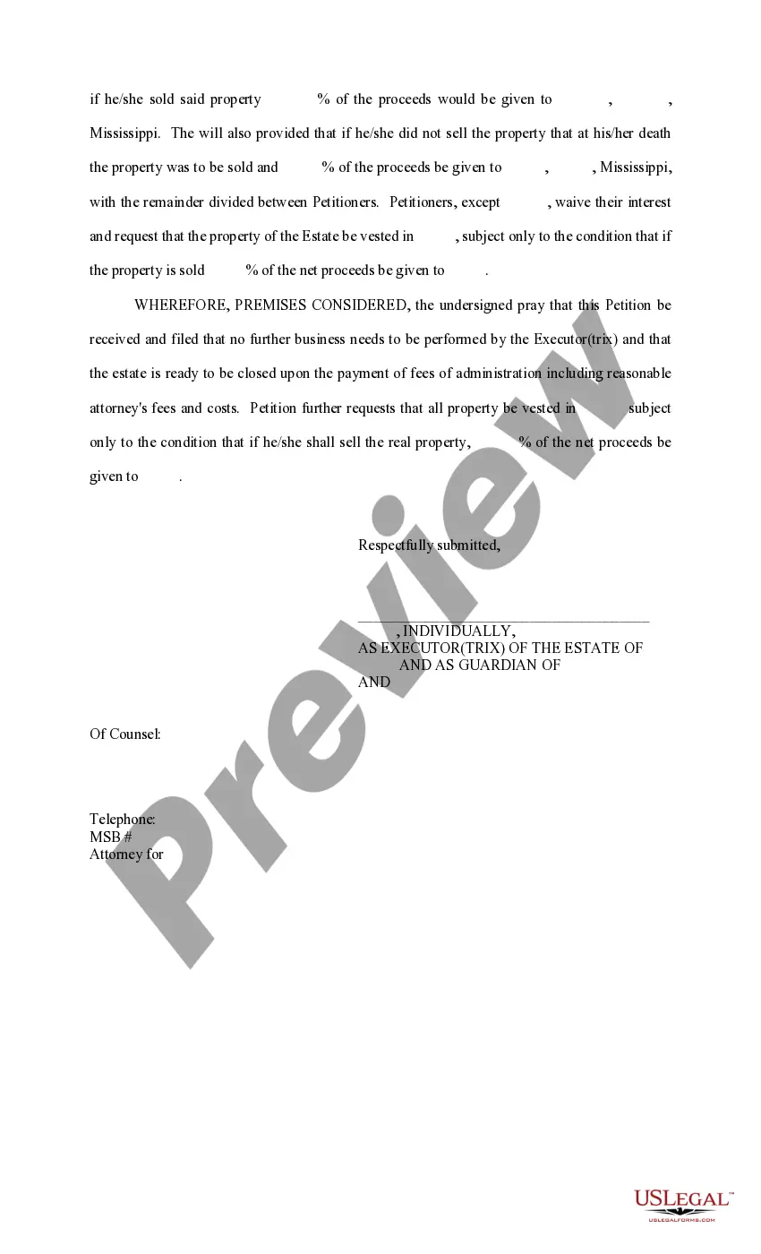 Get Petition to Close Estate by Executor Preview Petition to Close Estate by Executor
