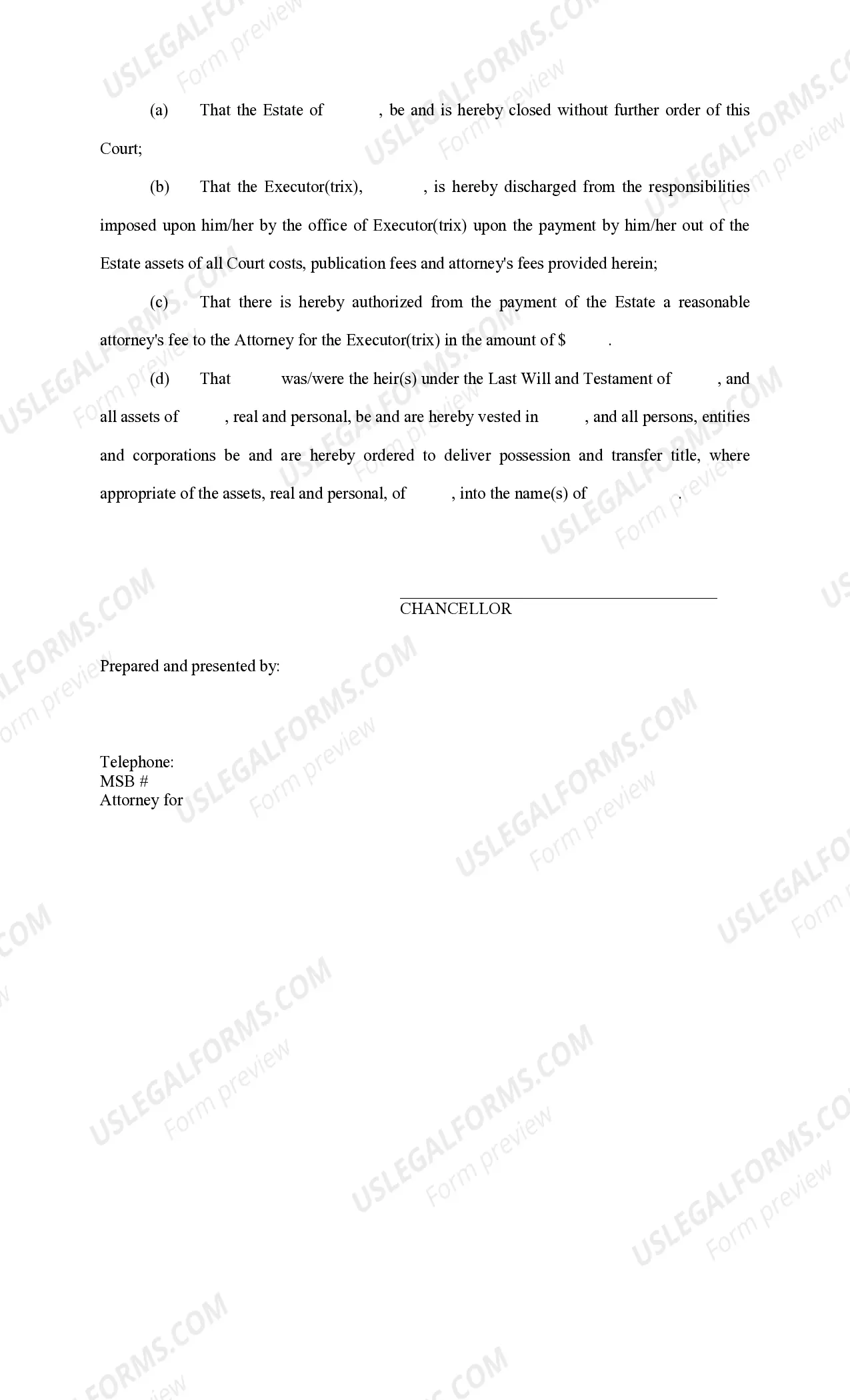 Preview Judgment Closing Estate